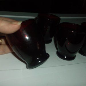 vintage set of 4 red depression glasses.